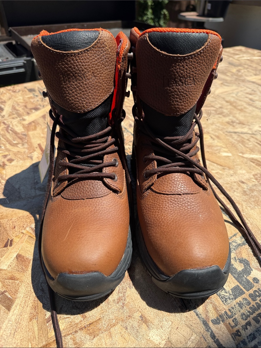 Itasca Brown Men's Leather Work Boots with Black Accents